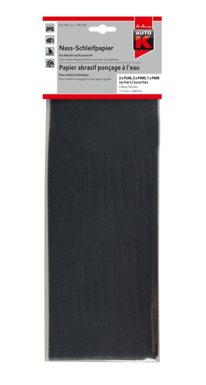 Auto-K Nass-Schleifpapier-Set 5 teilig