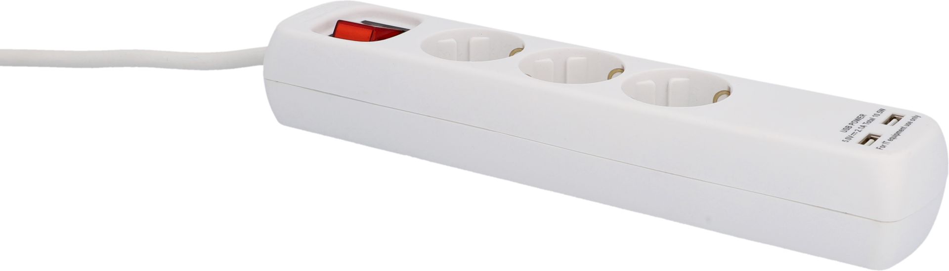 Unitec Steckdosenleiste 3-fach 1,4m mit 2 x USB Anschlüssen, weiß
