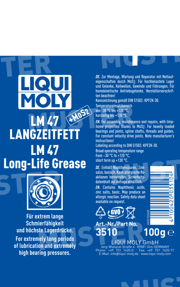 Liqui Moly LM 47 MoS2 Langzeitfett 100 g kaufen | Globus Baumarkt