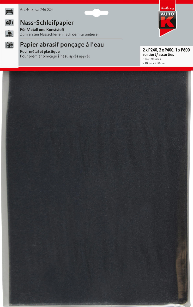 Auto-K Nass-Schleifpapier-Set 5 teilig