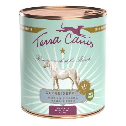 Germany product data sample: Terra Canis Getreidefrei Adult Pferd mit Steckrübe Fenchel & Salbei 800 g