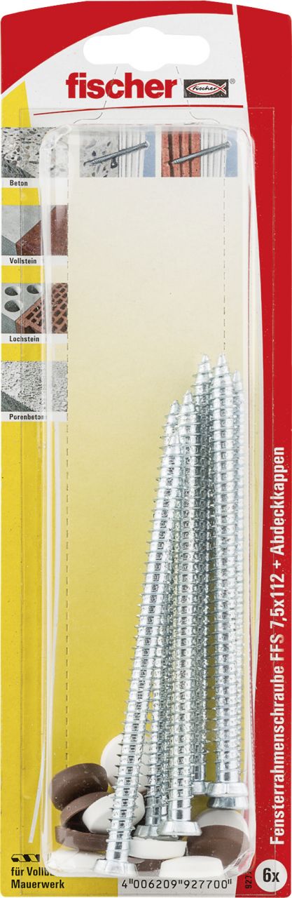 Fischer Fensterrahmenschrauben 7.5 x 112 mm TX 30 – 6 Stk. GLO763033858