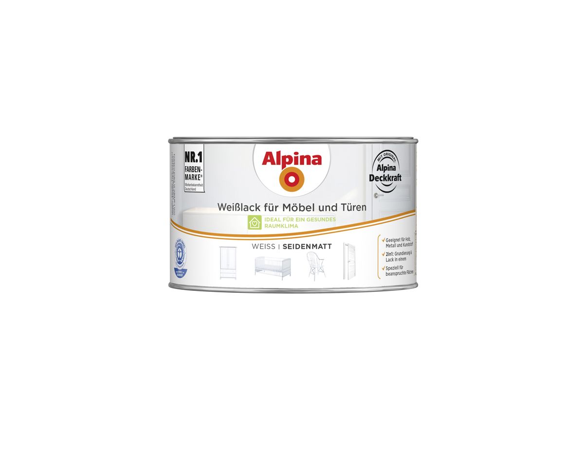 Alpina Weißlack für Möbel & Türen 300 ml weiß seidenmatt