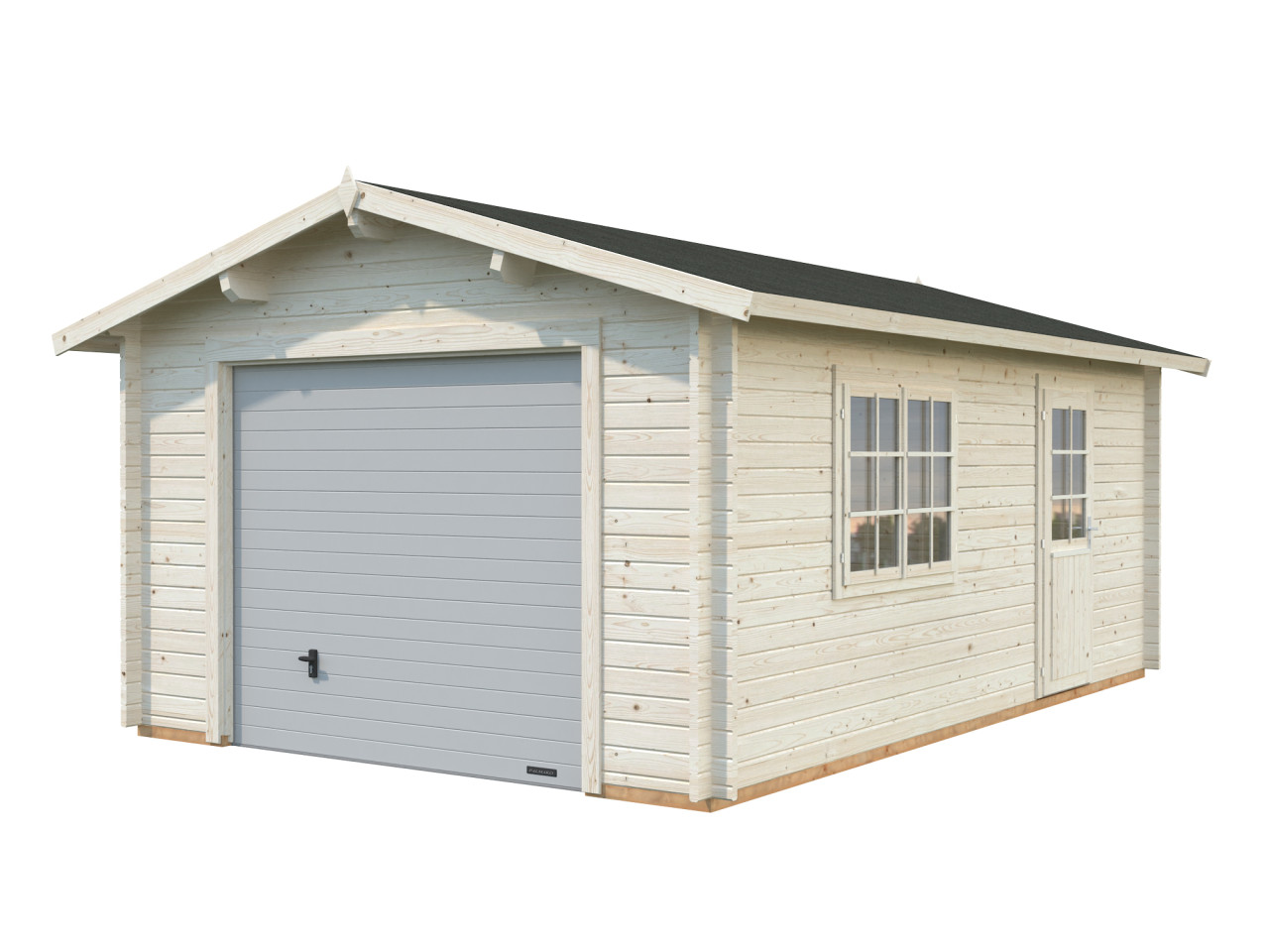 Palmako Fertiggarage Roger 360 x 550 cm mit Sektionaltor naturbelassen