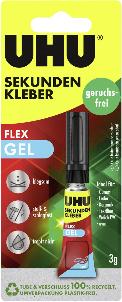 UHU Sekunden Alleskleber geruchsfrei Superflex Gel 3 g GLO765350747
