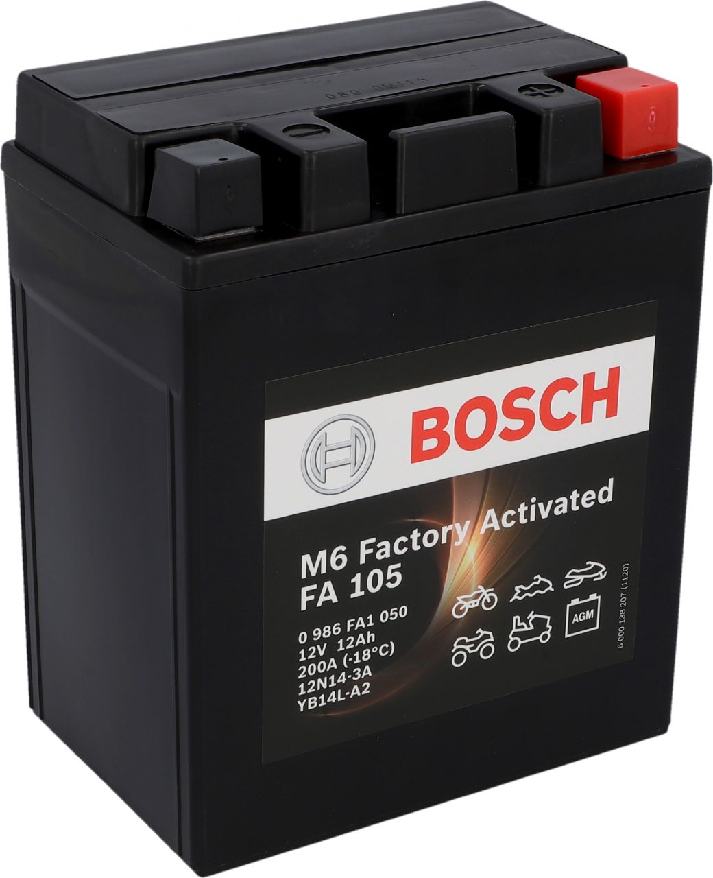 Bosch Automotive Bosch AGM-Motorradbatterie M6 FA105 12Ah 200A GLO680456076