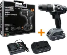 Primaster Pro Akku-Bohrschrauber PAS20-W 20 V mit 2 Akkus und Ladegerät