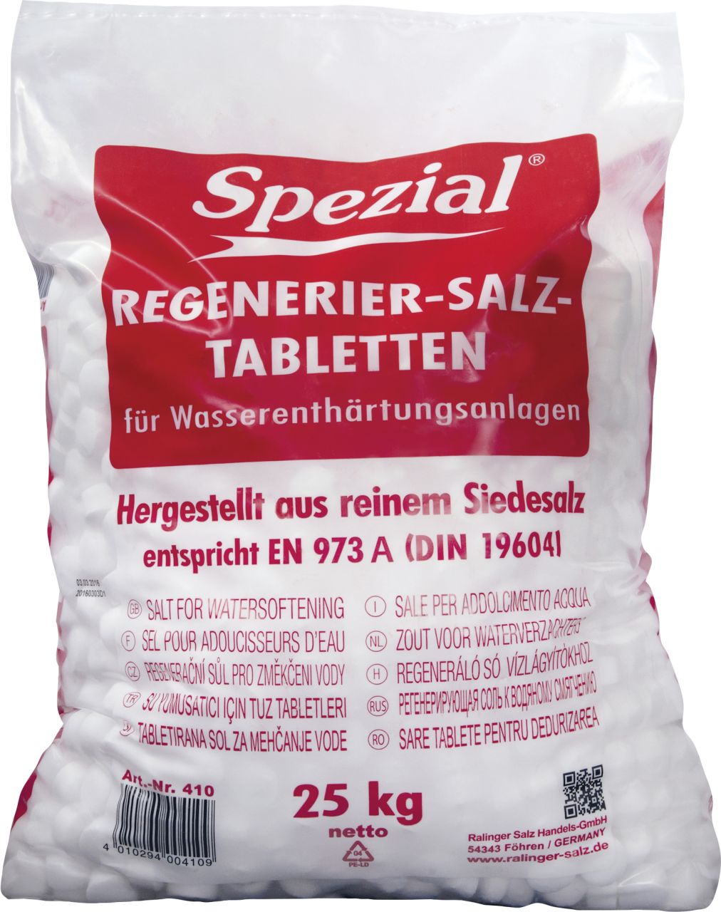 Ralinger Salz Regeneriersalztabletten 25 kg, für Wasserenthärter