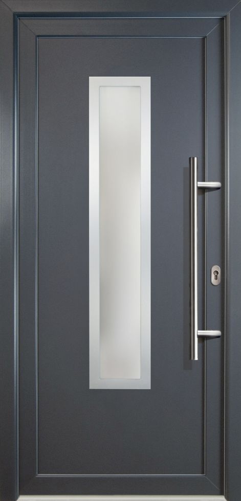 Meeth Haustür Signum PVC Exclusiv PVC Modell 32 98 x 208 cm, DIN rechts, weiß/titan