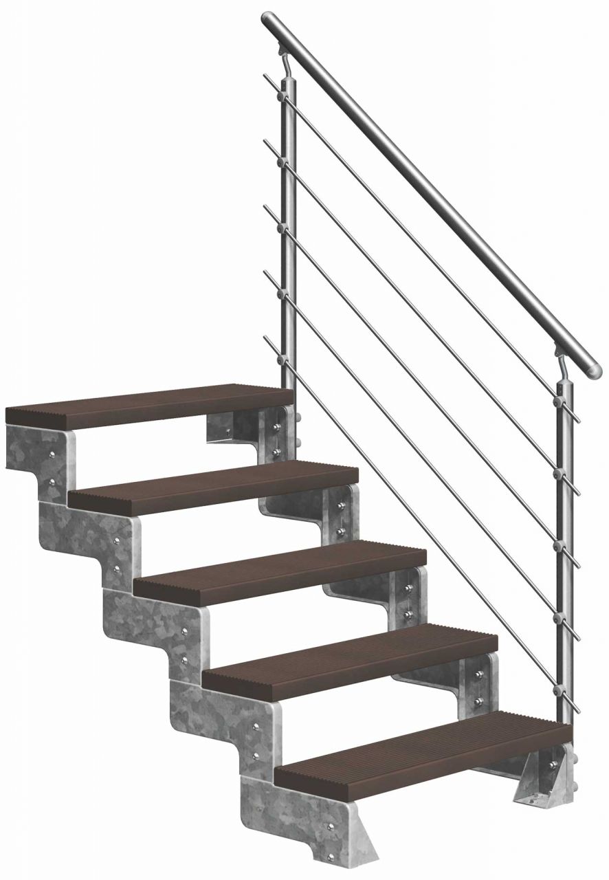 Dolle Außentreppe Gardentop 5 Stufen mit Geländer Breite 80 cm Trimax braun GLO781602591