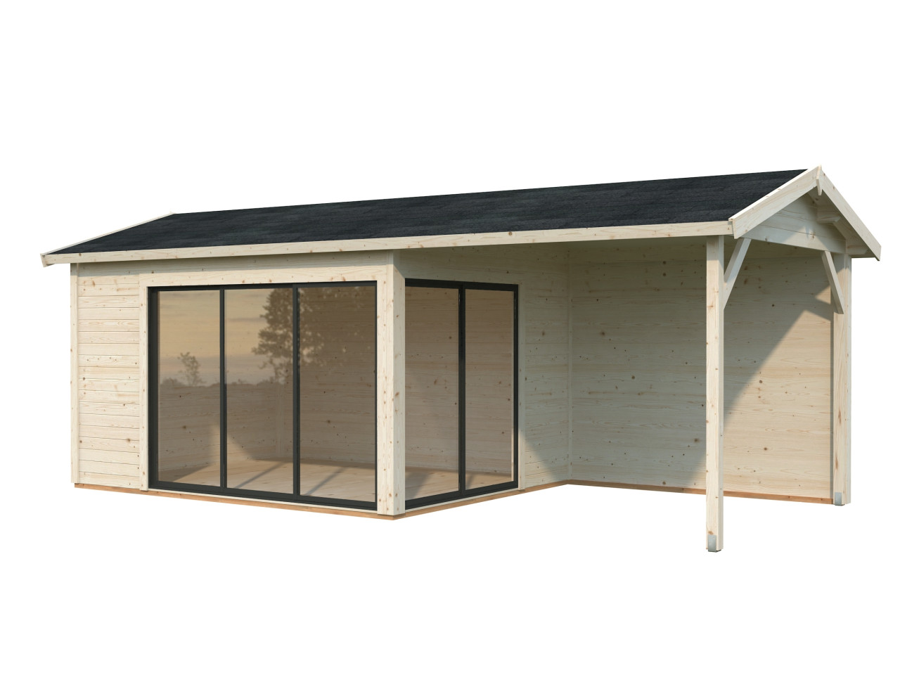 Palmako Gartenhaus Holz Amanda 668 x 300 cm Slide Plus mit Schiebetüren ...