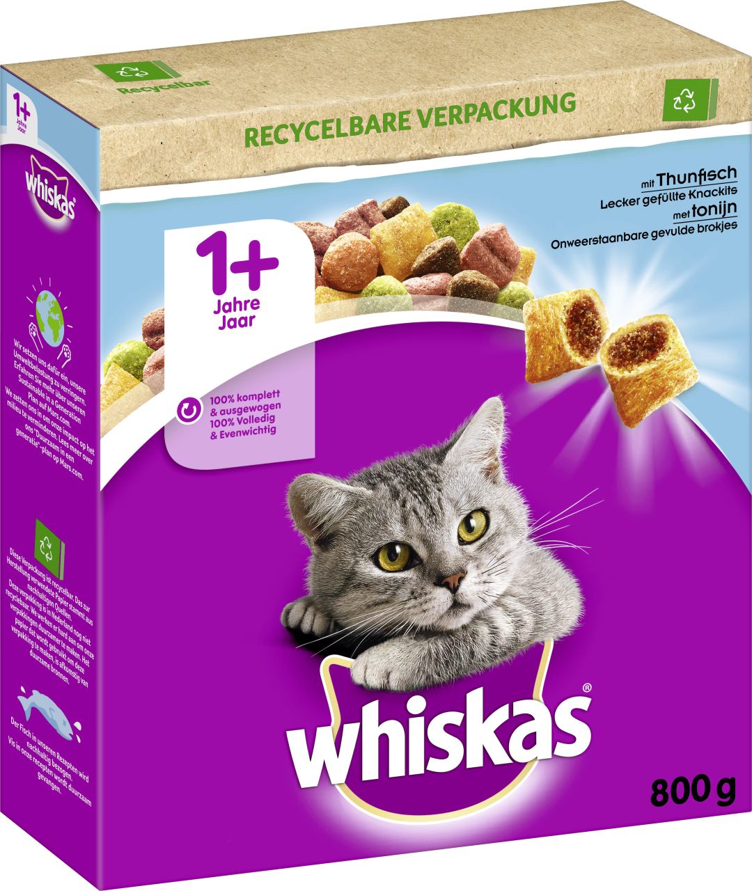 Whiskas Trockenfutter 1+ mit Thunfisch 800 g GLO629206225