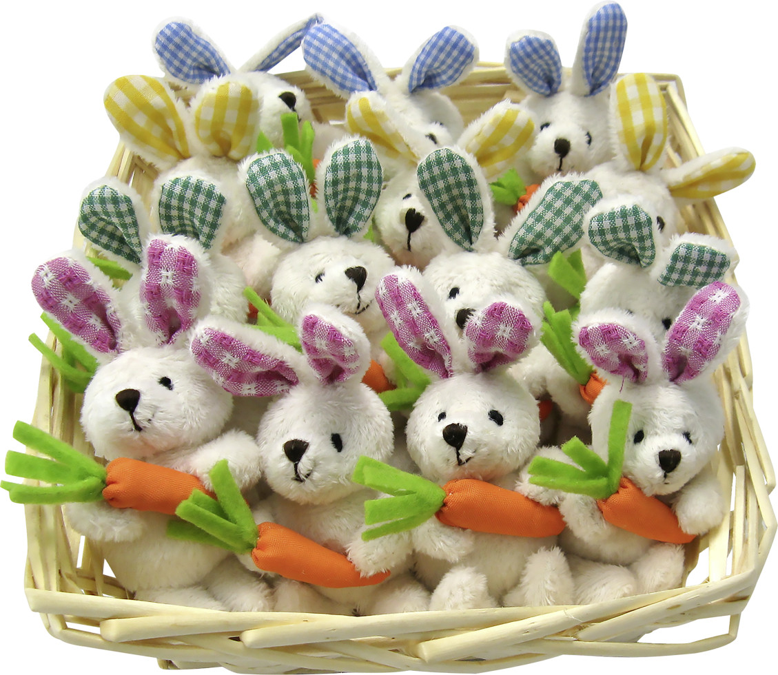 Plüschhasen Ostern 9 cm weiß bunt
