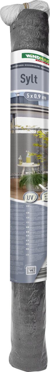 Windhager Balkonsichtschutz Sylt 0,9 x 5 m uni-grau