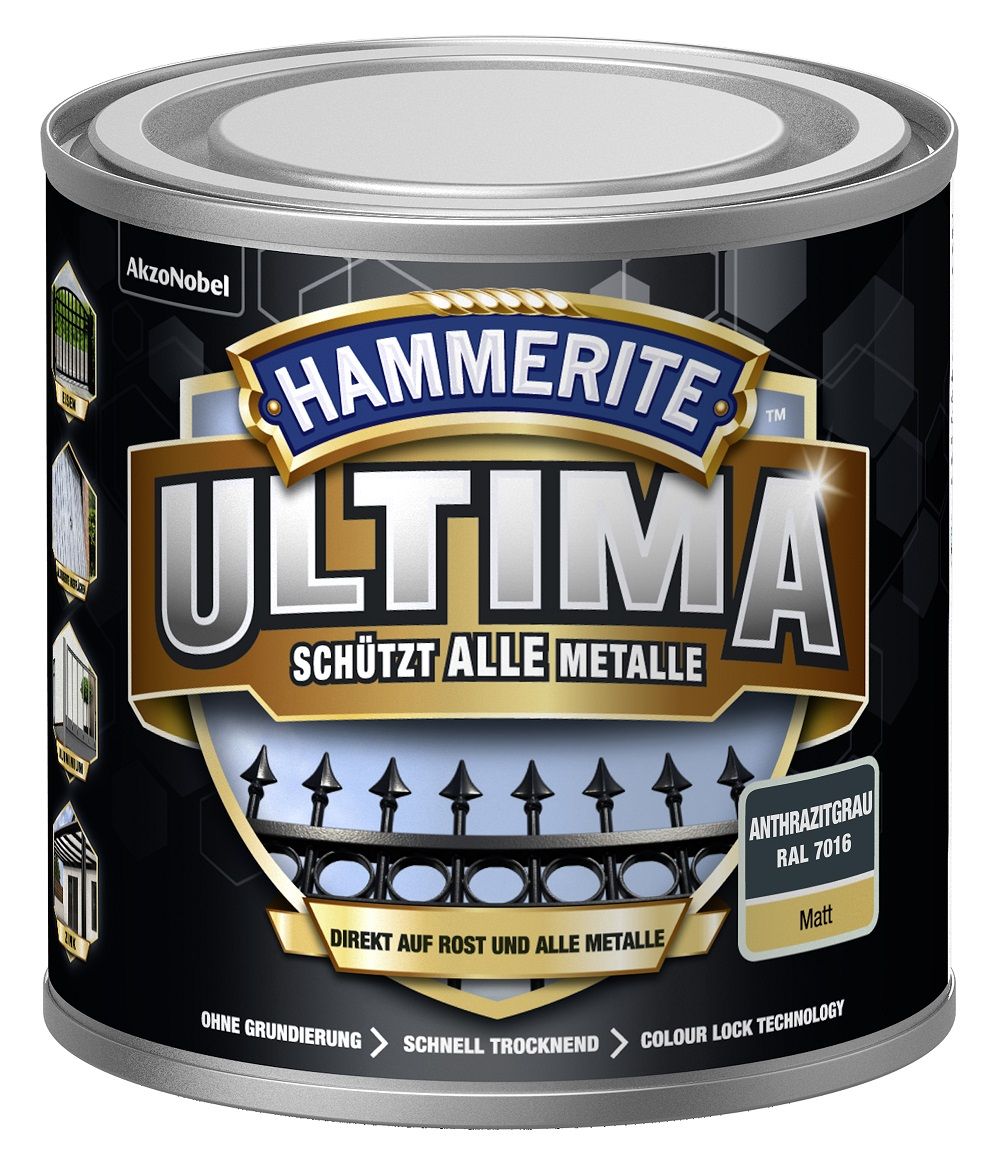 Hammerite Metallschutzlack ULTIMA matt anthrazitgrau RAL 7016 250 ml