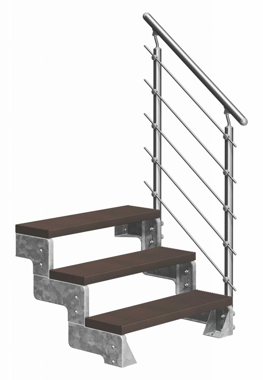 Dolle Außentreppe Gardentop 3 Stufen mit Geländer Breite 80 cm Trimax braun GLO781602594