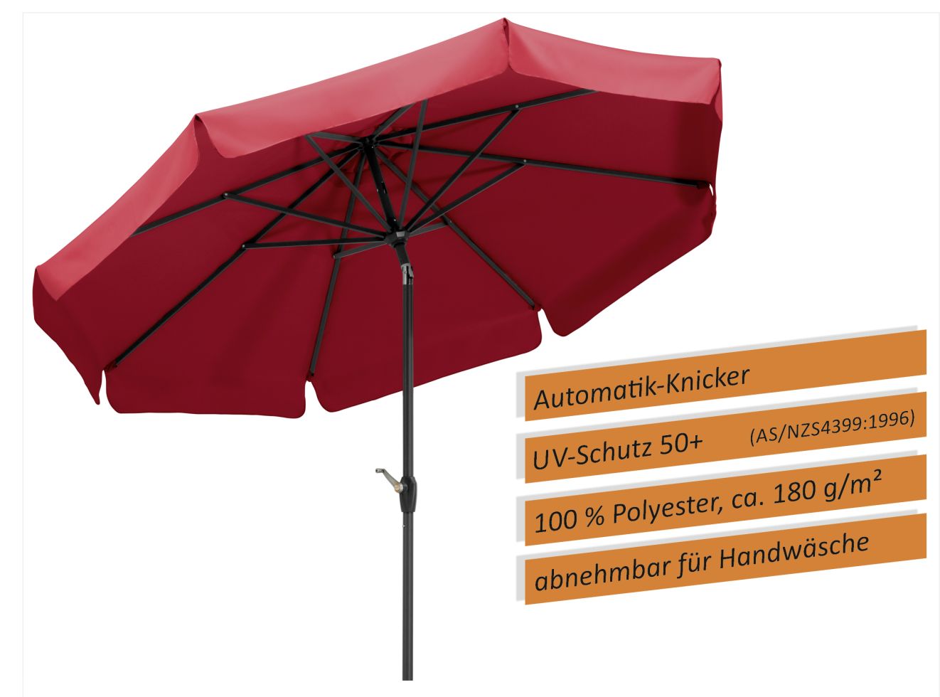 Schneider Sonnenschirm Orlando rot Ø 270 cm kaufen Globus Baumarkt