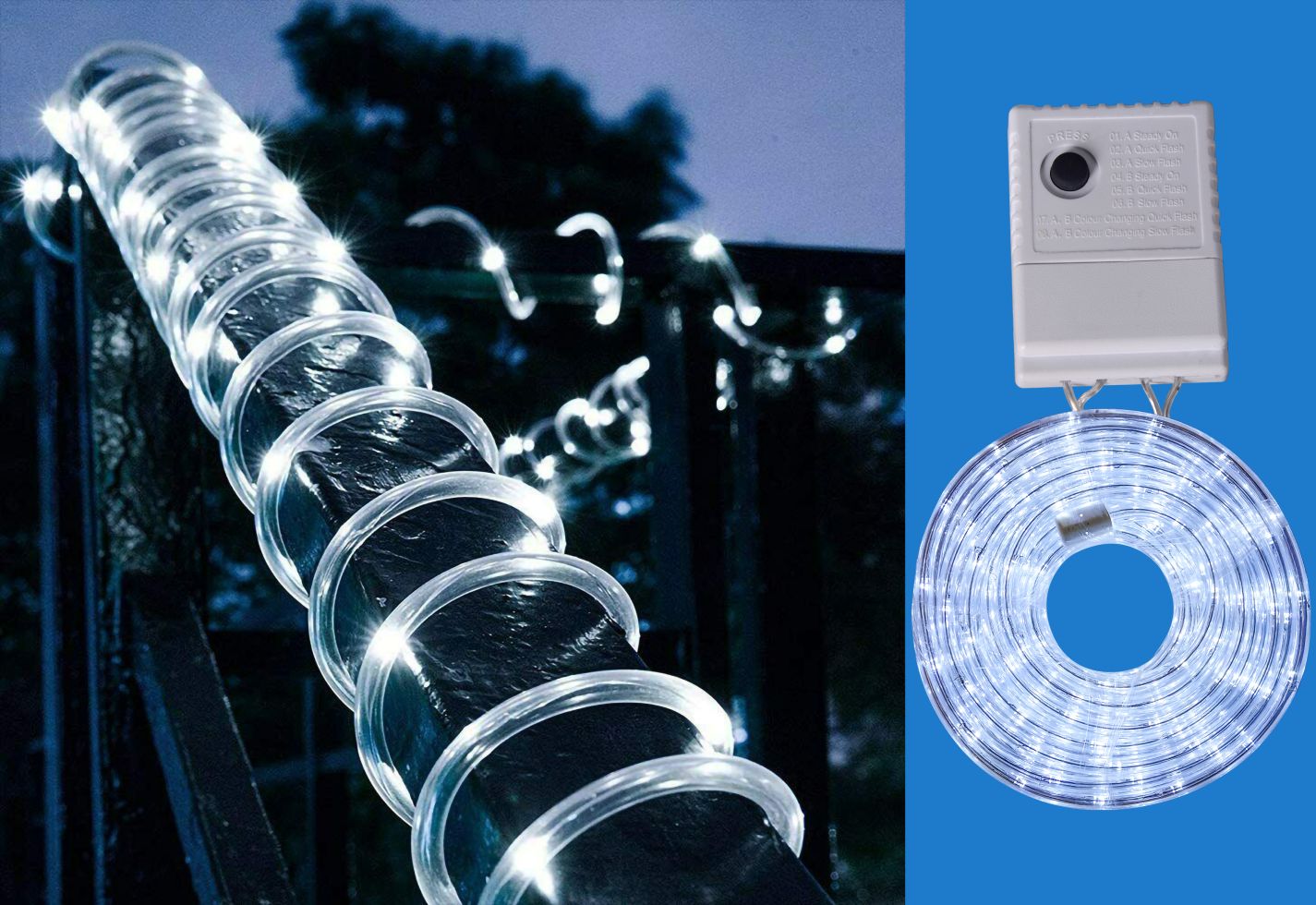 Spetebo LED Lichtschlauch Zuckerstange - 6m, Kaltweiß, Außenbeleuchtung