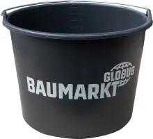 Baueimer 12 l Kunststoff schwarz Knopfbügel L-Skala