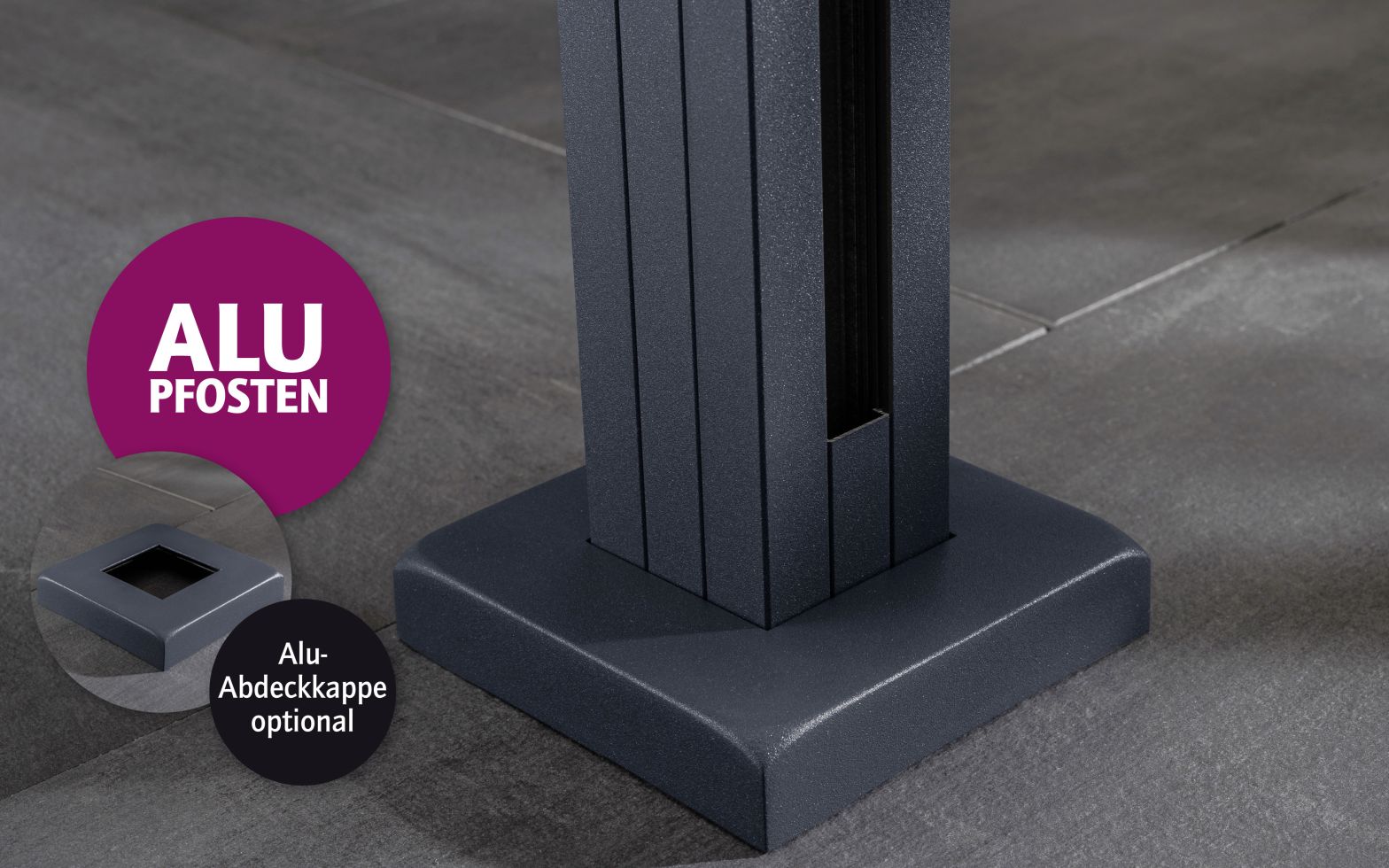 Ambiente AluminiumPfosten 240 cm, 68 x 68 mm, Anthrazit Struktur 7016