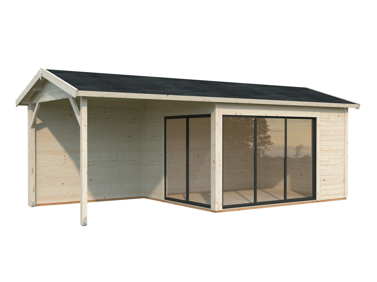 Palmako Gartenhaus Holz Amanda 668 x 300 cm Slide Plus mit Schiebetüren ...