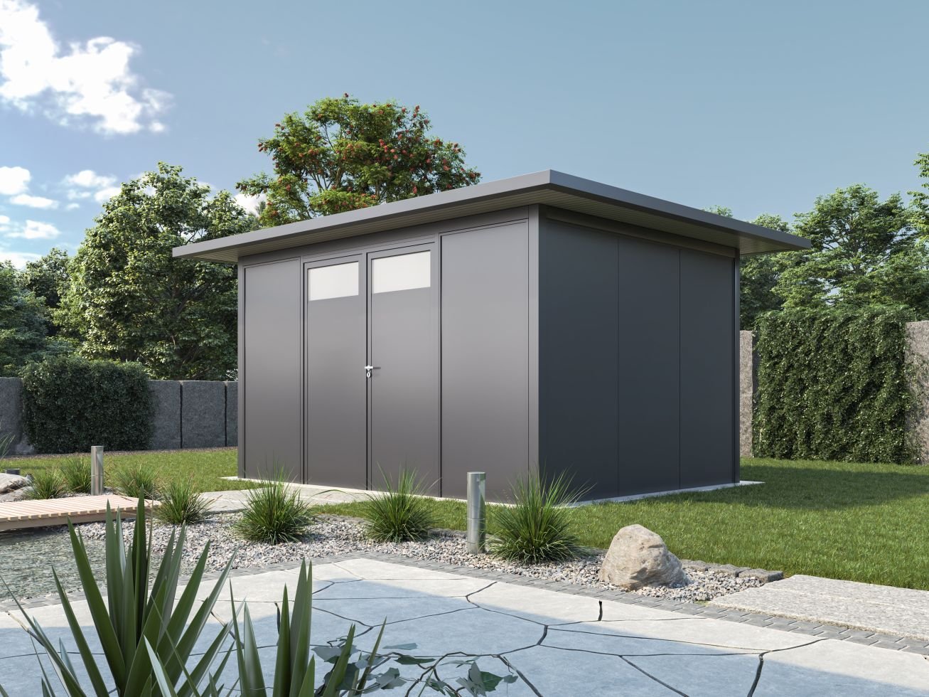 Gartenhaus Porto 505 x 405 cm anthrazit kaufen Globus Baumarkt