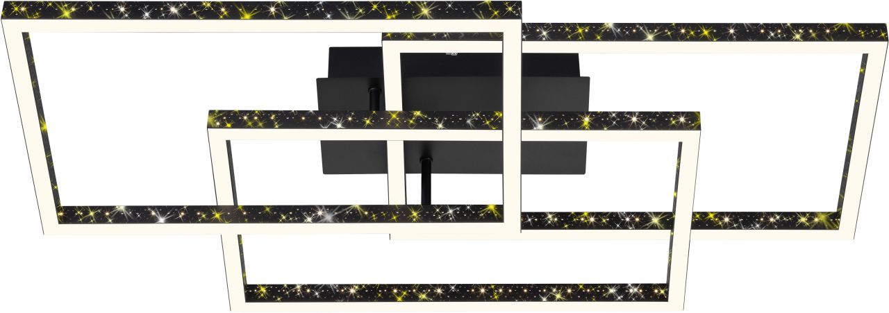 Briloner LED Deckenleuchte Frame 80 cm, schwarz, Glitzereffekt