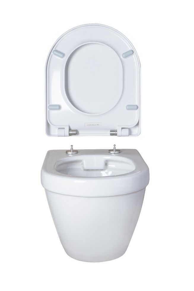 Primaster Wand WC Spülrandlos Salvando - Weißes Tiefspüler WC Inkl. Sitz