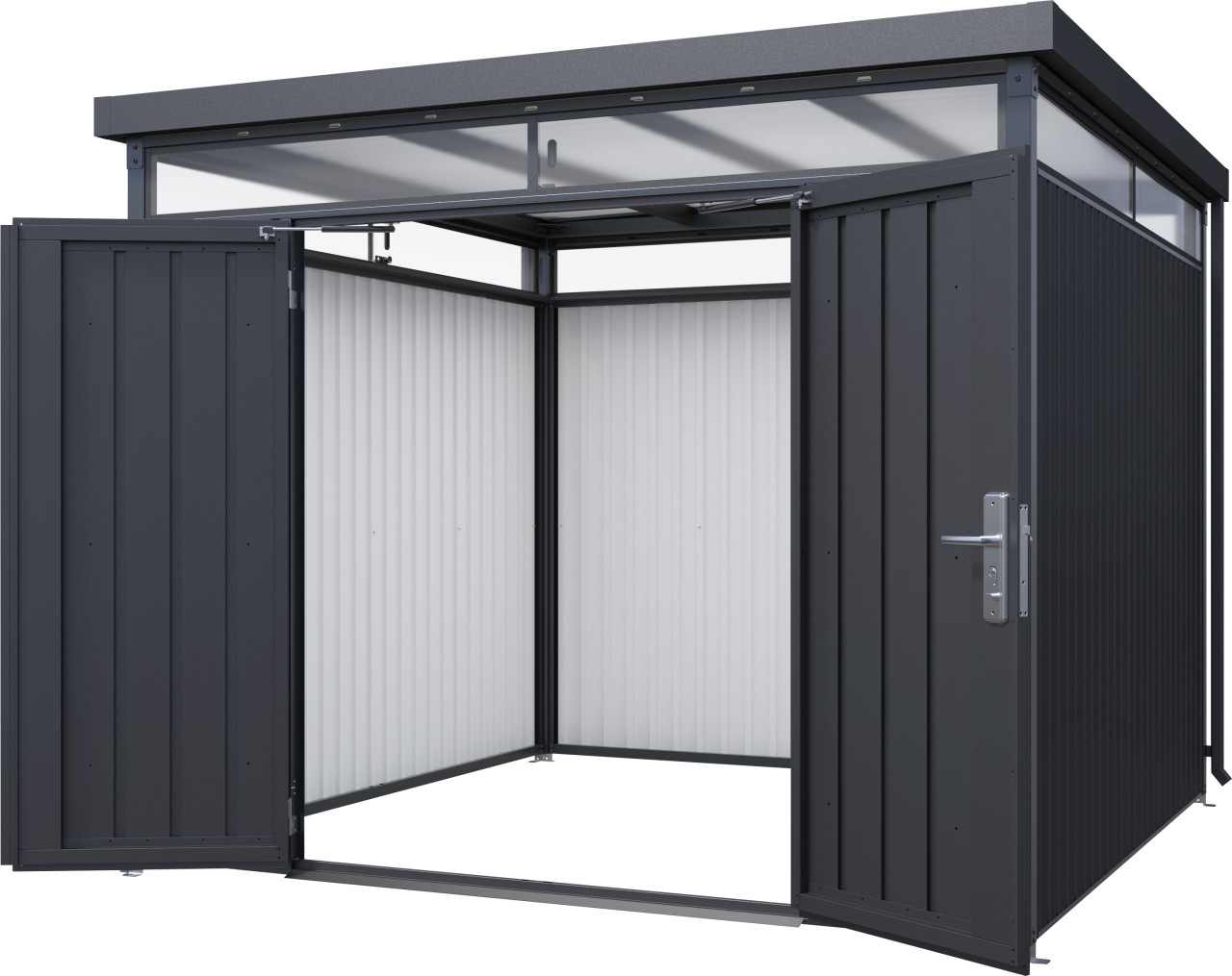 Floraworld Gerätehaus Premium Q10 Firstline schwarz-mettalic 314 x 314 cm