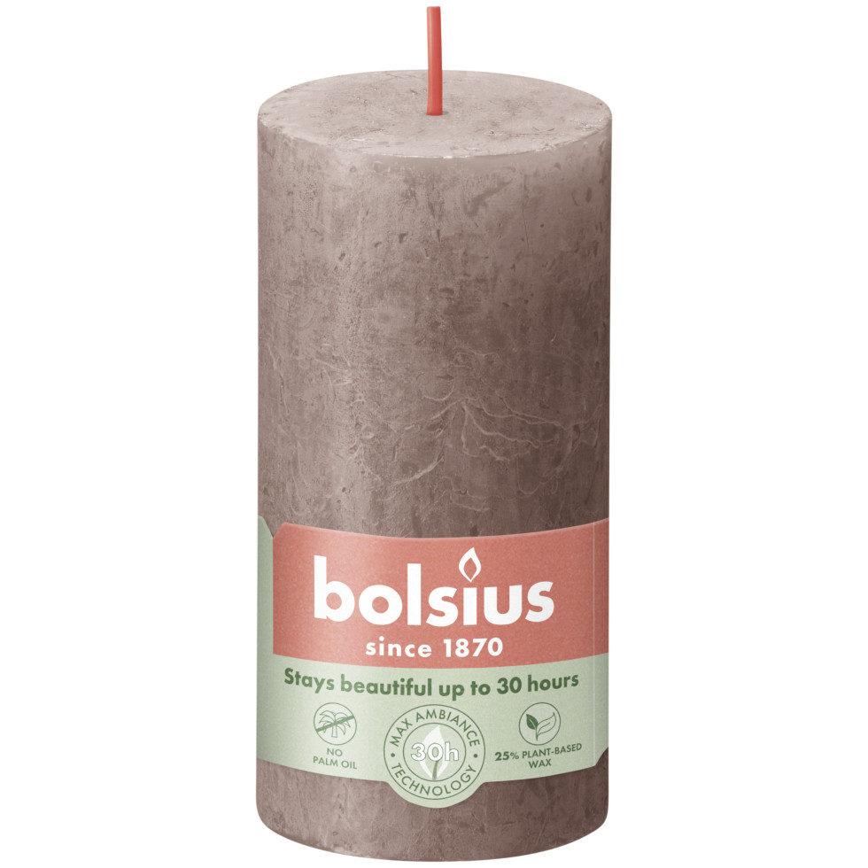 Bolsius Rustik-Kerze 100/50 mm Rustikales Taupe