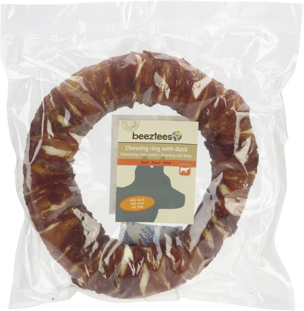 Beeztees Hundesnack Rinderhautring mit Ente D=19 cm