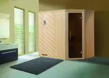 Weka Element-Ecksauna Varberg 1 mit Glastür