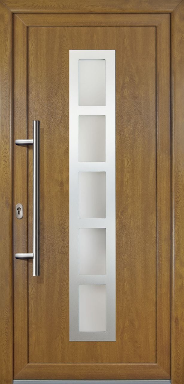 Meeth Haustür Signum PVC Exclusiv PVC Modell 51 98 x 208 cm, DIN links, Golden Oak