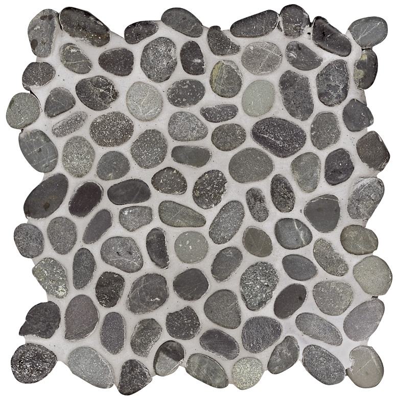 Mosaikfliese Flusskiesel 30 x 30 cm schwarz