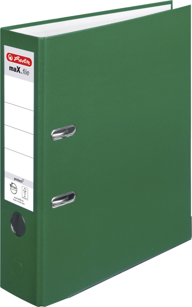 herlitz Ordner max.file protect A4 PP-Folienbezug Fenster 8 cm grün ...