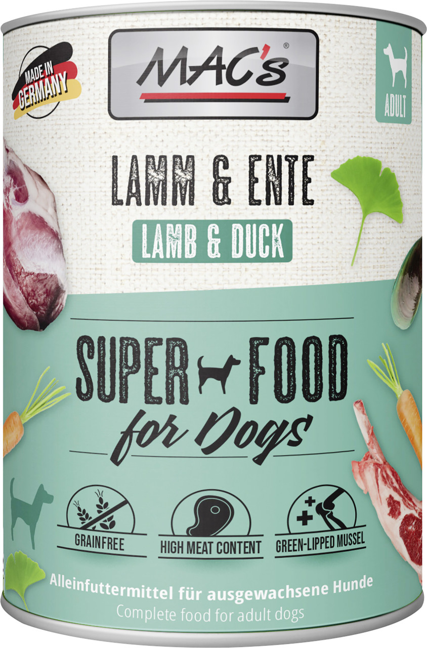 Macs Dog Hundenassfutter Adult getreidefrei 800 g Lamm & Ente