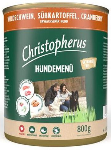 Christopherus Hundefutter Wildschwein Süßkartoffel & Cranberries 800 g GLO629307009