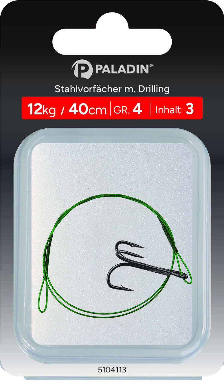 Paladin Stahlvorfach Drilling Gr. 4 Tragkraft 12 kg Länge 40 cm 3 Stück GLO689903681
