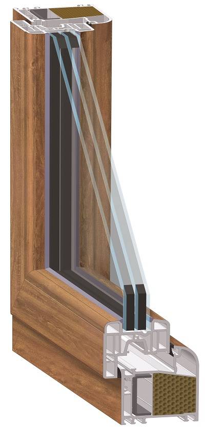 Meeth Fenster 55 x 70 cm DIN links 1 flügelig Dreh-Kipp golden Oak