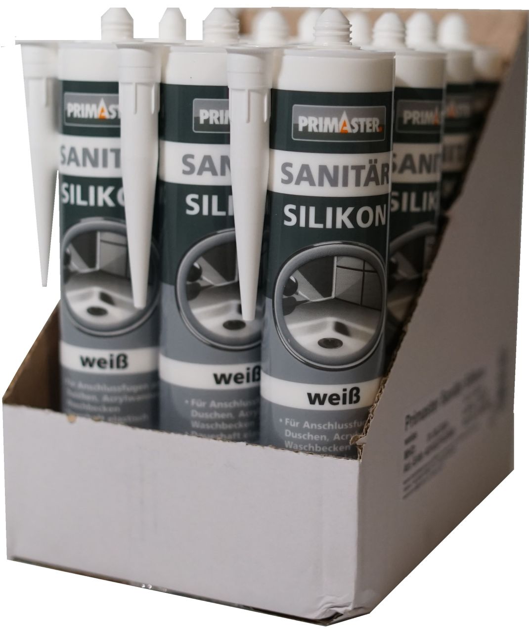 Primaster Sanitär Silikon weiß 310 ml 12 St. Kartonabnahme GLO779053004