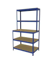 Werkstattsteckregal 180 x 100 x 30/60 cm 5 Holzböden 800 kg