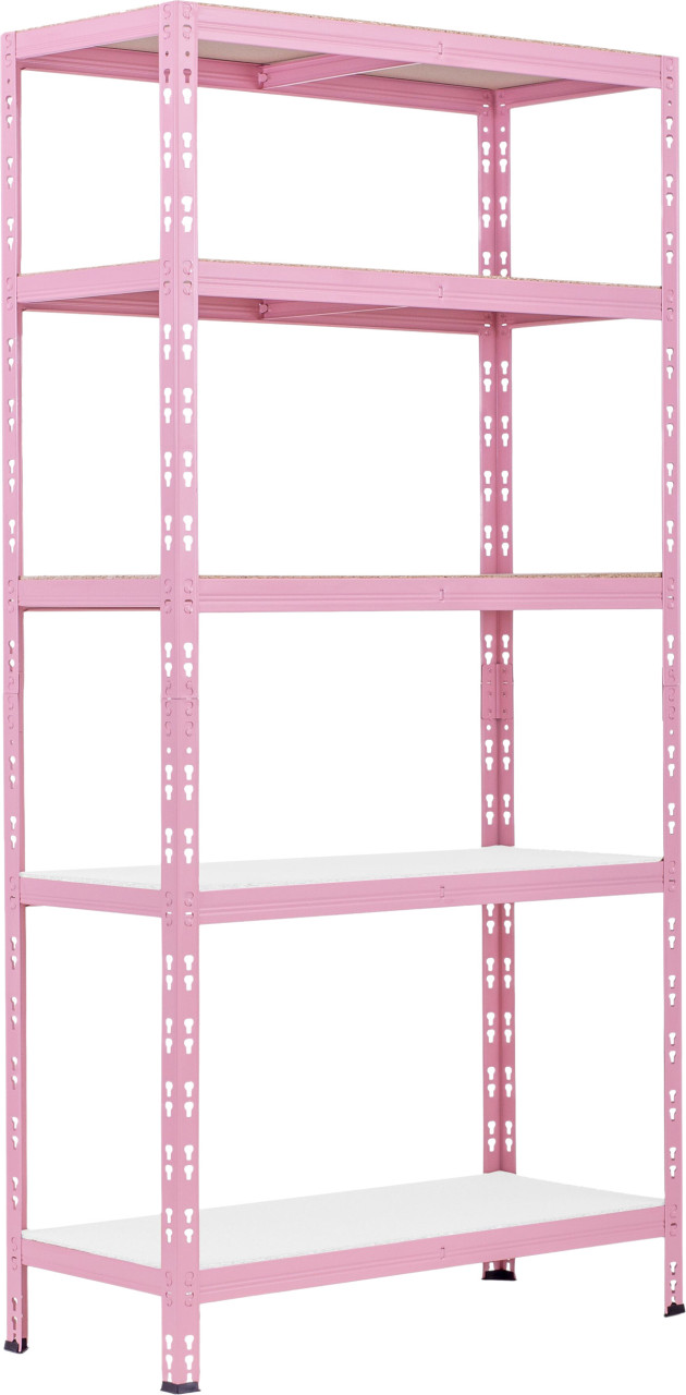 Schwerlastregal Stahl 180 x 90 x 40 cm 5 Holzböden 600 kg rosa