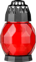 Bolsius Grablaterne Diamond aus Glas rot 178/108 mm