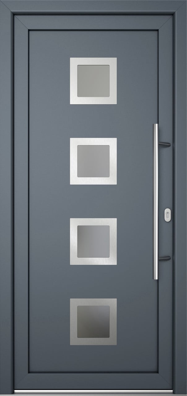 Meeth Haustür Signum Pro PVC Modell 84 108 x 208 cm DIN Rechts weiß/titan