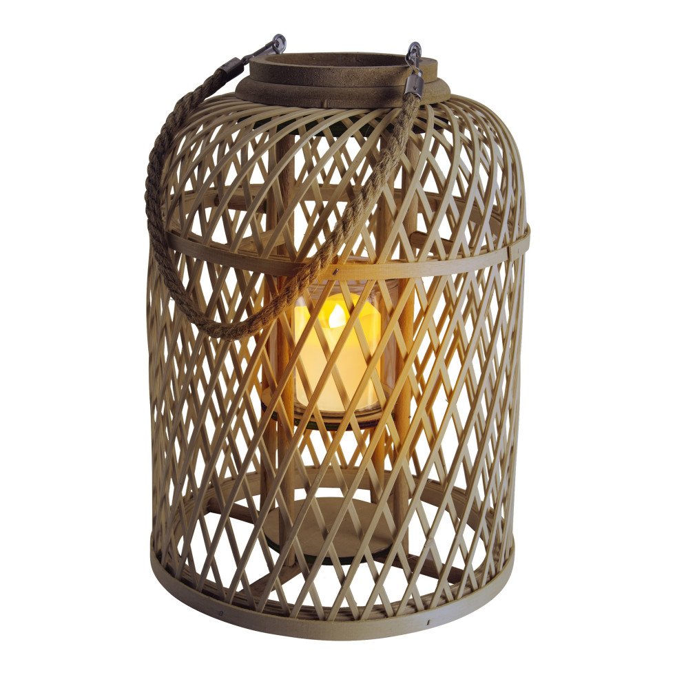Light & More LED Dekoleuchte Korb mit Kerze mit Flammeneffekt 38 x 27 cm GLO773504050