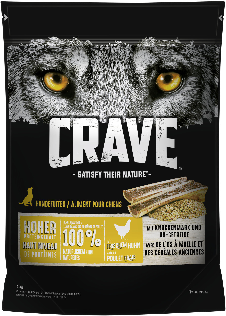 Crave Hundetrockenfutter Adult 1 kg Huhn & Knochenmark
