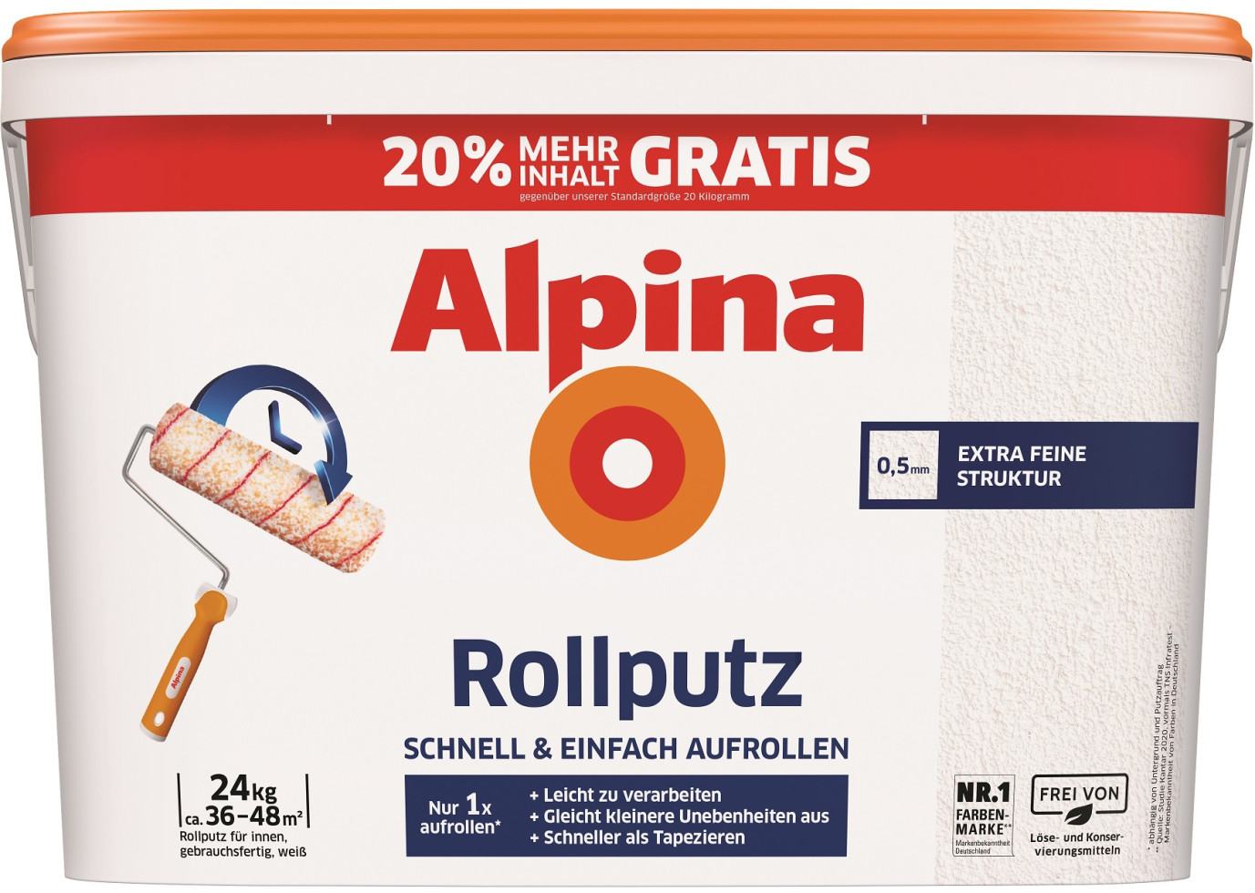Alpina Rollputz 24 kg 0,5 mm Körnung weiß GLO765054422