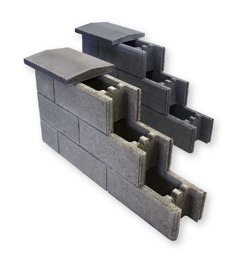 Mauerabdeckung Schalungsstein 49 x 25 x 4 cm grau