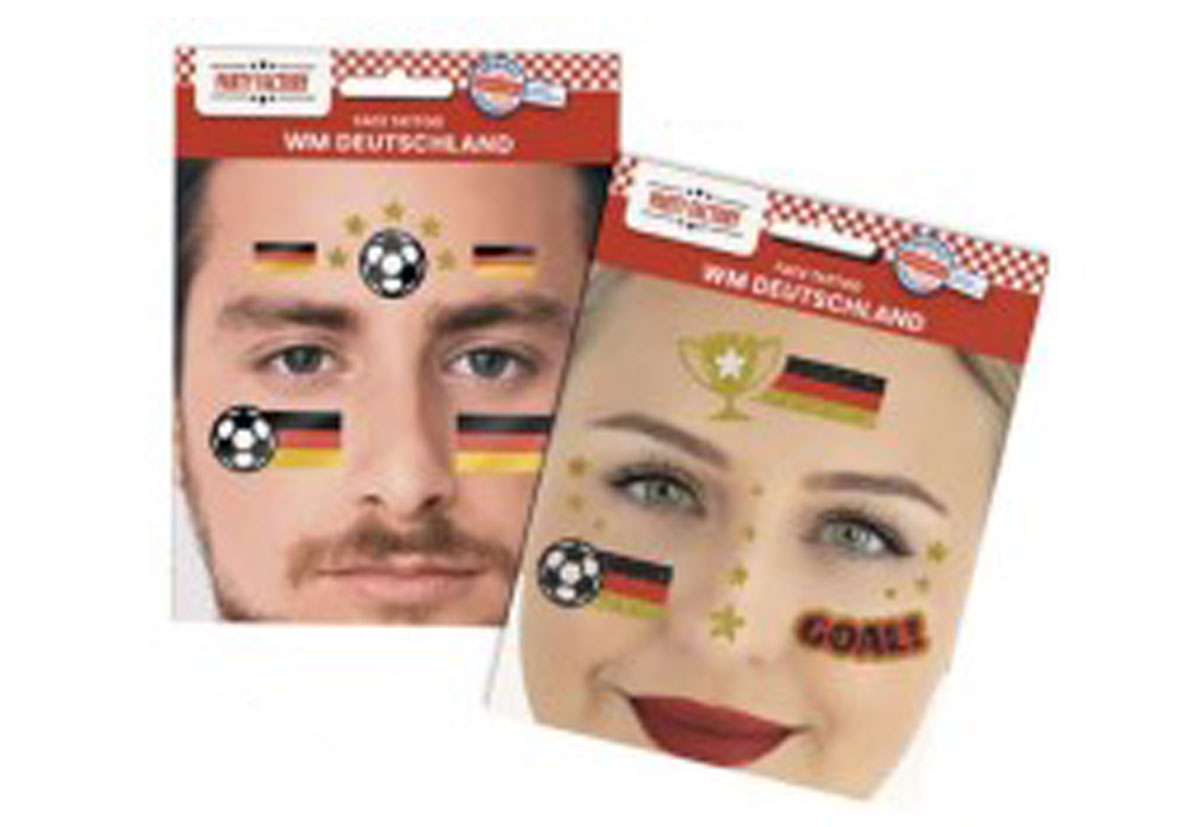 Weitere Gesicht-Tattoo Fußball Frau bunt 1 Stück GFMfbb29ccab