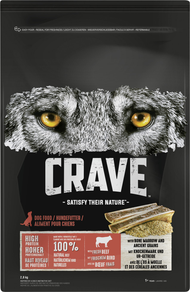 Crave Hundetrockenfutter Adult 2,8 kg Rind & Knochenmark